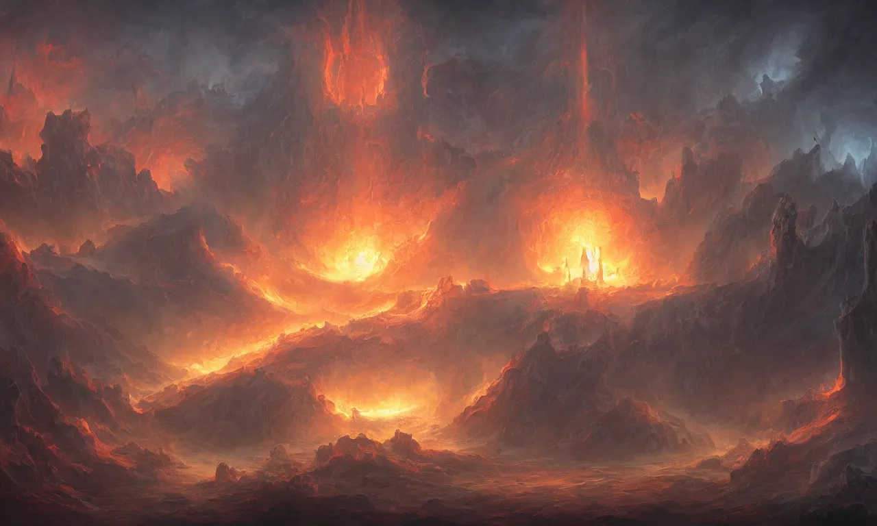 Prompt: Purgatory, sinners in hell, trending on artstation, by Noah Bradley