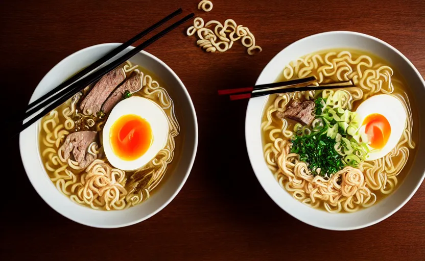 Image similar to a bowl of ramen soup, natural light, cinematic lighting, 8 k