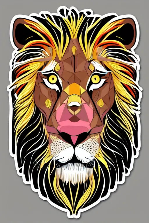 Image similar to Portrait of a lion, anime, sticker, colorful, illustration, highly detailed, simple, smooth and clean vector curves, no jagged lines, vector art, smooth