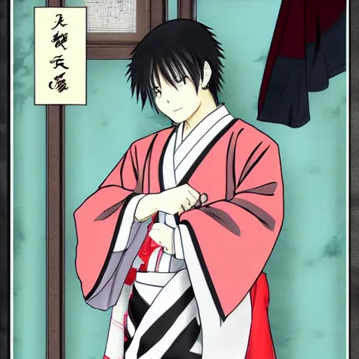 Prompt: Sogo Okita is wearing a tattered kimono with blood on the corner of his mouth,gintama,Doujin,Popular on Pixiv