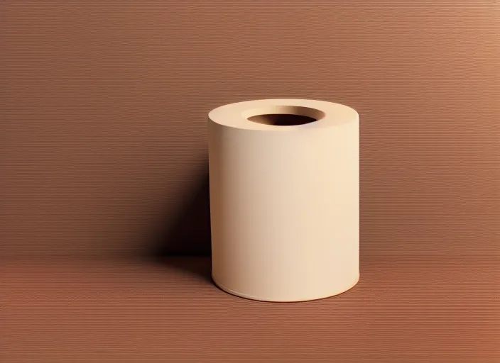 Image similar to realistic catalogue store photo of a a wooden cylinder on a neutral brown background, neutral colors, neutral lighting, octane render, 4 k