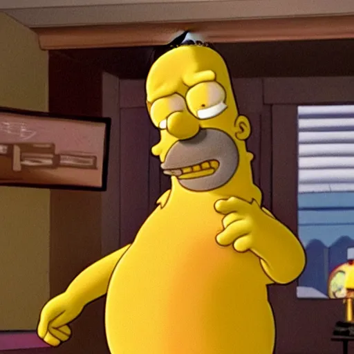 Image similar to paul giamatti as homer simpson in the live action simpsons movie