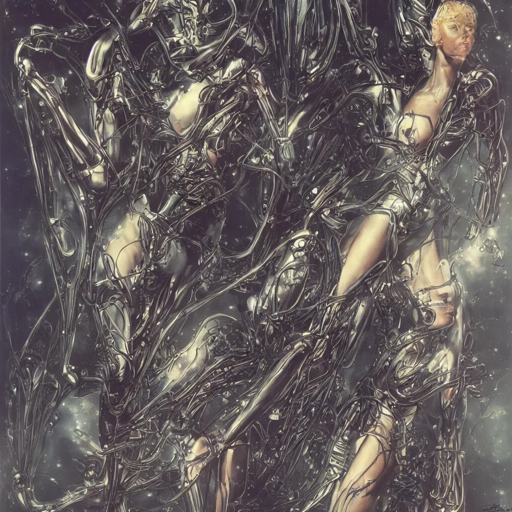 Image similar to anatomical depiction of a beautiful alien femme biology, latex domme, extraterrestrial, sharp focus, by james gurney, by bruce pennington, by yoshitaka amano, ornate portrait, high quality