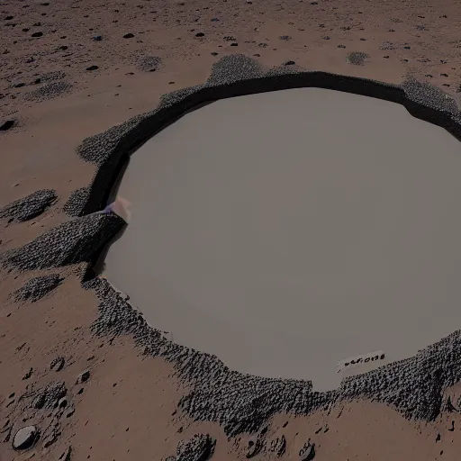 Prompt: dimensional portal on the ground on mars