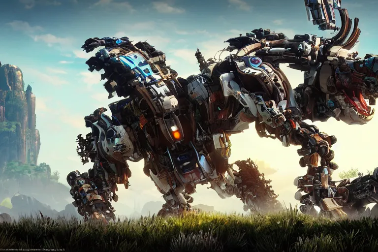 Image similar to bristleback machine mecha animal beast robot of horizon forbidden west horizon zero dawn bioluminiscence global illumination ray tracing hdr fanart arstation by sung choi and eric pfeiffer and gabriel garza and casper konefal