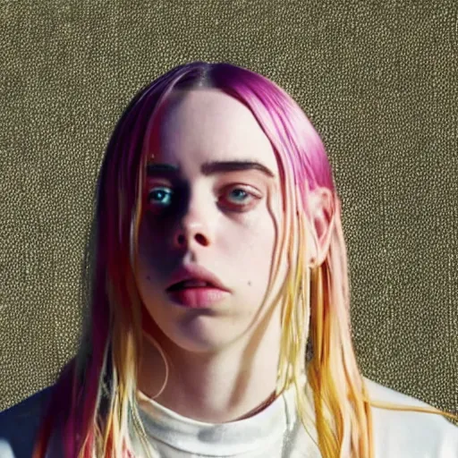 Prompt: a still of billie eilish