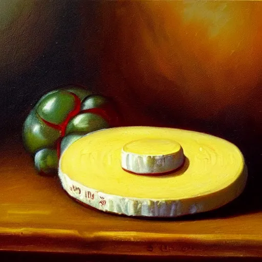 Image similar to beautiful oil painting of gouda cheese