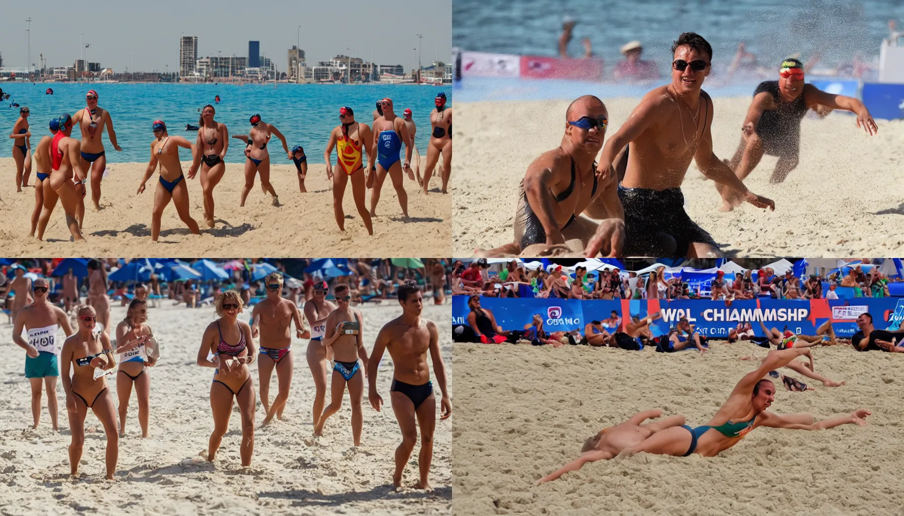 Prompt: sand swimmimg world championship
