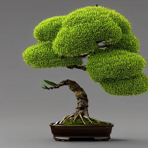 Prompt: bonsai tree animal with colorful flowered leaves detailed 3 d render 4 k