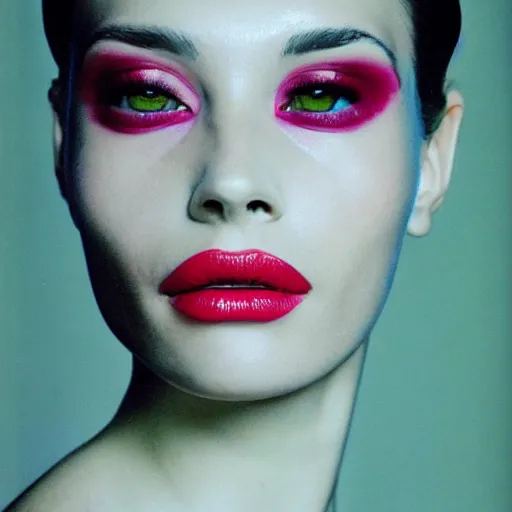 Image similar to portrait of an alien with lipstick, kodak, detailed, vogue magazine