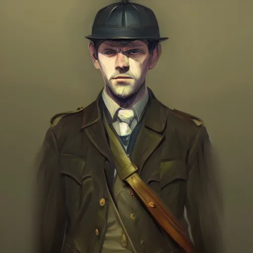 Image similar to portrait of irish rebel michael collins, highly detailed, digital painting, concept art, sharp focus, by makoto shinkai