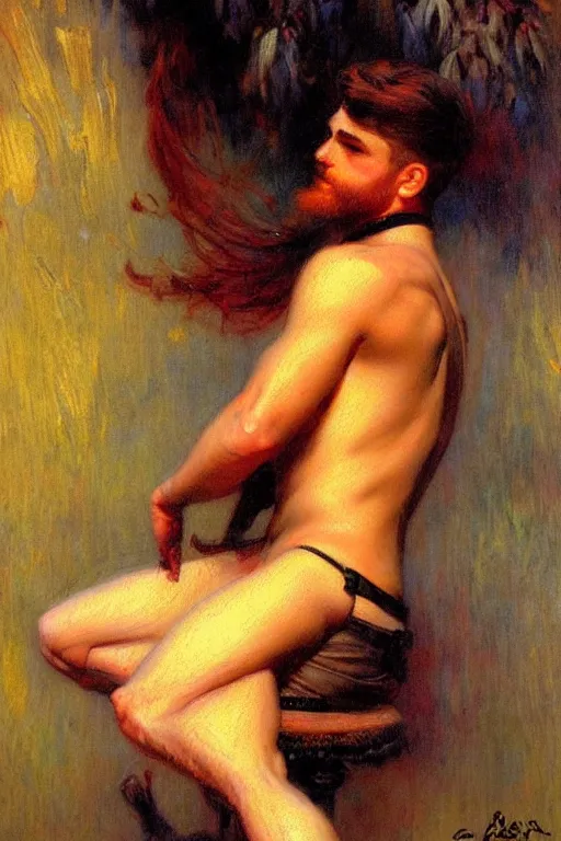 Image similar to attractive male, painting by gaston bussiere, ilya kuvshinov