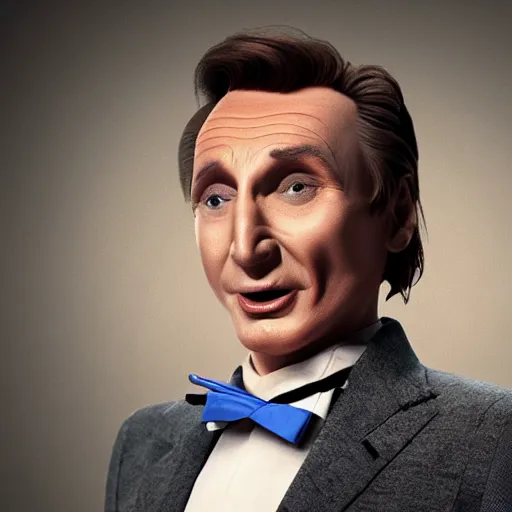 Image similar to liam neeson as pee wee herman, 8k, bowtie,