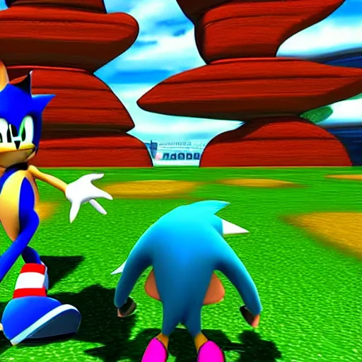 Prompt: Sonic Adventure 3 screenshot, OG Xbox, Xbox graphics, 2004 graphics