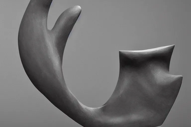 Image similar to a black and white photo of an otherworldly alien sculpture, an abstract stone metal sculpture by isamu noguchi, zbrush central, precisionism, marble sculpture, biomorphic