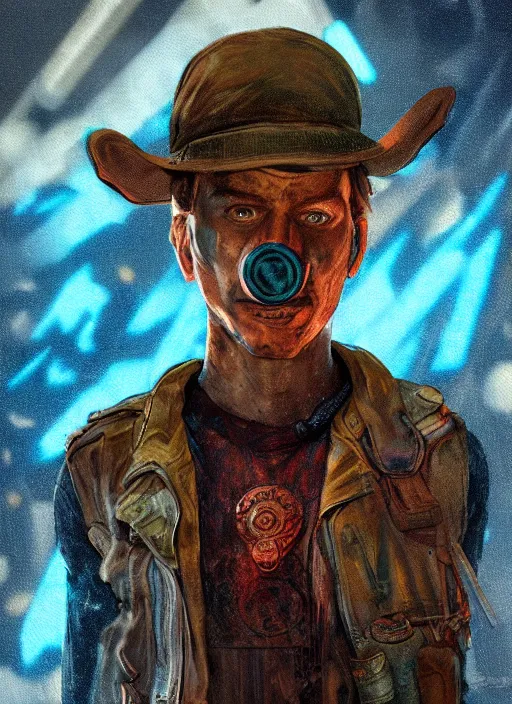 Image similar to A comic book style portrait painting of a vintage Mac in a post apocalyptic setting, with a psychedelic mushroom on the screen, unreal 5, DAZ, hyperrealistic, octane render, RPG portrait, dynamic lighting