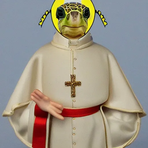 Prompt: red Ear slider turtle as the pope