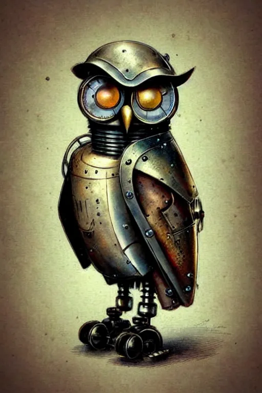 Prompt: (((((1950s steampunk robot owl . muted colors.))))) by Jean-Baptiste Monge !!!!!!!!!!!!!!!!!!!!!!!!!!!