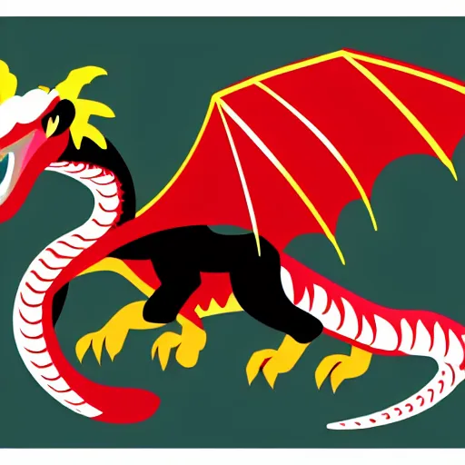 Image similar to vector art of welsh dragon and panda mixed, intercrossed, chimera, adobe illustrator