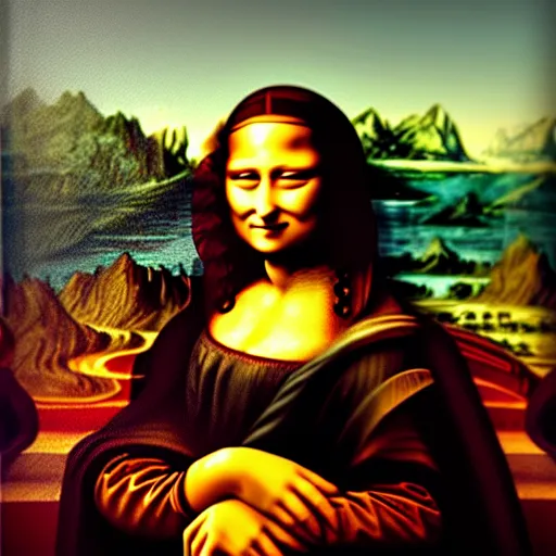 Prompt: A portrait of mona lisa in real life, holding a giant spliff, amazing detail, digital art