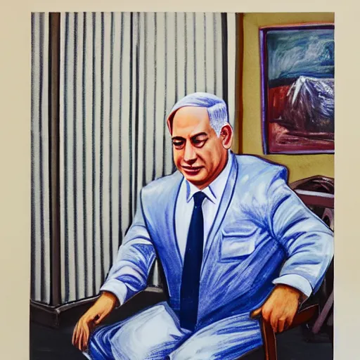 Image similar to benjamin netanyahu sitting in a toilet, photorealistic, studio