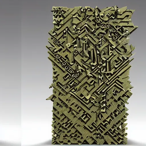 Image similar to : maze pattern sculpture in ancient jungle artstationcgsociety hyper-realistic