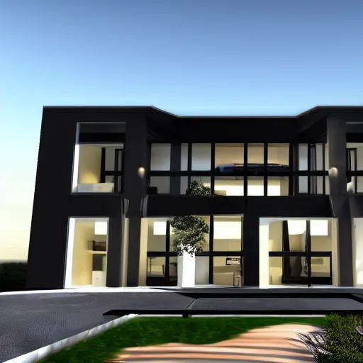 Image similar to a black modern mansion on an island by itself, award winning, 8k, ultra realistic,