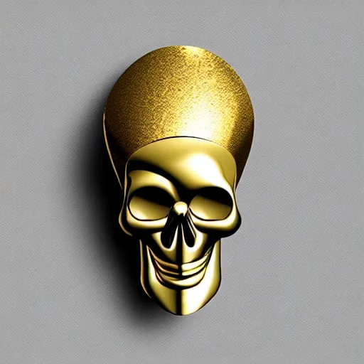 Prompt: marble scull with curved gold texture