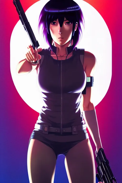 Image similar to a fullbody portrait of motoko kusanagi the major ghost in the shell : : stand alone complex, under repairs, maintenance : : by ilya kuvshinov, rossdraws, artgerm, sola digital arts, anti aliasing, raytracing : :