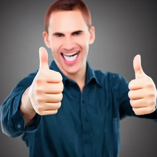 Prompt: stock photo man giving a thumbs up