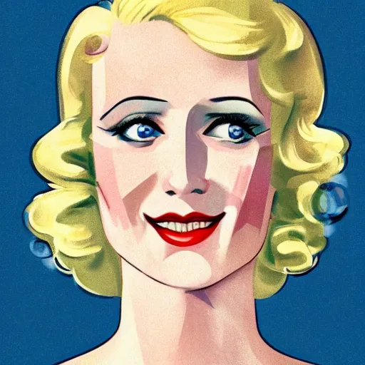 Prompt: smiling, happy, beautiful, intelligent, powerful, 1 9 2 0 s, blonde housewife, 2 8 years old, loving eyes, fully clothed, wise, beautiful, dramatic lighting, sharp focus, by stanley artgerm, dramatic lighting, trending on artstation, flat colour, geometric curves, gradient filter, art deco patterns