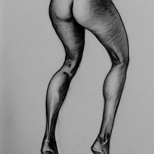 Prompt: black and white line drawing of buttocks, callipygian, detailed legs, radiant skin, bare feet, detailed feet, sketch art, reference art, from behind, fit body, arched back, grayscale, Louis Royo