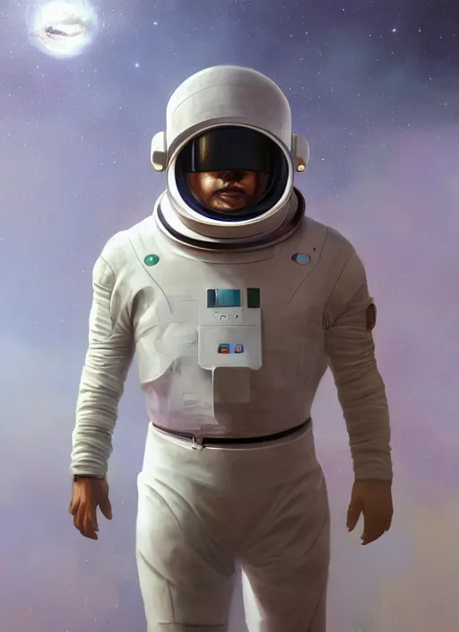 Prompt: Stephen McKinley Henderson in space suit futurism as thufir hawat, human computer, VR headset, cyber augmentation implant, digital art from artstation by Ruan Jia and Mandy Jurgens and Artgerm and william-adolphe bouguereau