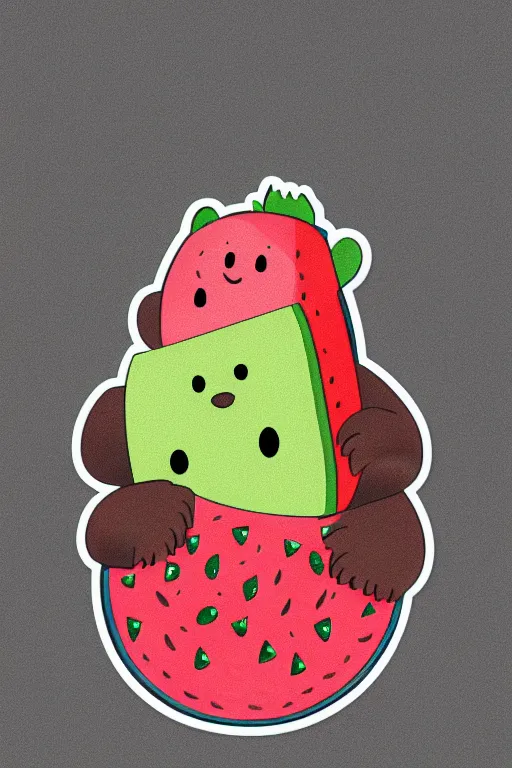 Image similar to Bear holding a watermelon, sticker, colorful, illustration, highly detailed, simple, smooth and clean vector curves, no jagged lines, vector art, smooth