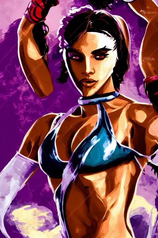 Prompt: arabian wrestling woman, cleanest posse, cleanest image without duplication, justify, parallel content, hyperrealistic anatomy body content, violet polsangi pop art, gta chinatown wars art style, sharp focus, bioshock infinite art style, incrinate, dynamic stretching, rgba color, white frame, balance proportion content