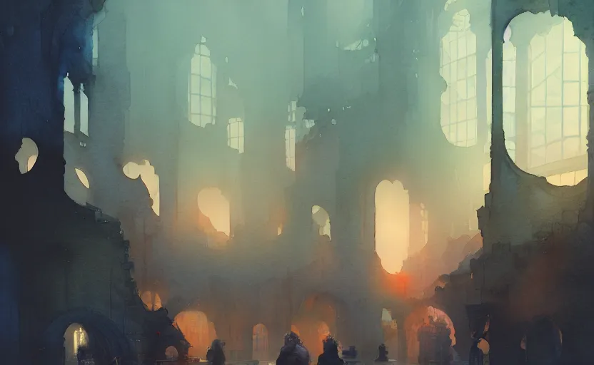 Prompt: armory. intricate, amazing composition, colorful watercolor, by ruan jia, by maxfield parrish, by marc simonetti, by hikari shimoda, by robert hubert, by zhang kechun, illustration, gloomy, volumetric lighting, fantasy