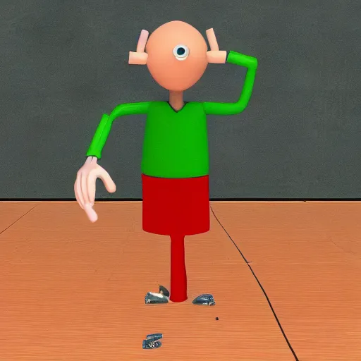 Prompt: “ a render of baldi in a school teaching students math ”