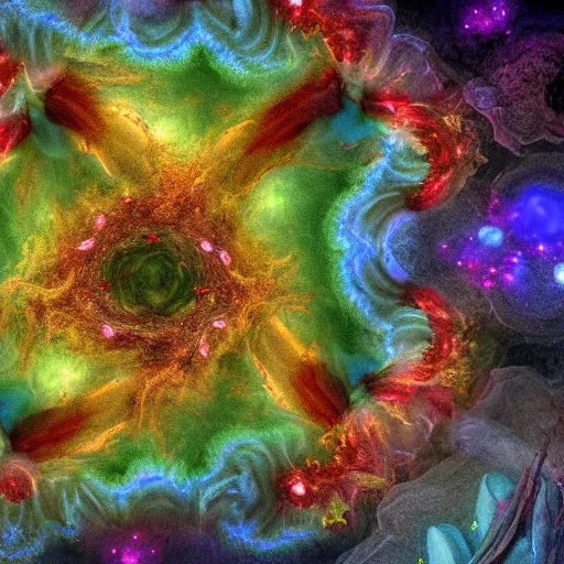 Image similar to Hell and heaven, inter dimensional villa, a heart full of envy, The Autumn Plague Gardener, Some cosmic angels, highly detailed, UE5, digital painting, HDRI, by vivid colors, high contrast, 8k resolution, intricate, beautiful and thematically complex, smooth, its softness partakes of fluidity, biodiversity in a world of change and constancy, by deiv calviz and bossmonsterbani