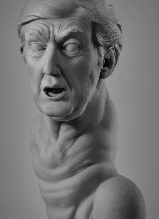 Image similar to Donald Trump, sculpture by Michelangelo, highly detailed, 8k