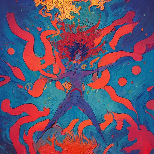 Prompt: the explosion of souls, native paintings, by rebecca sugar, james jean, trending on artstation