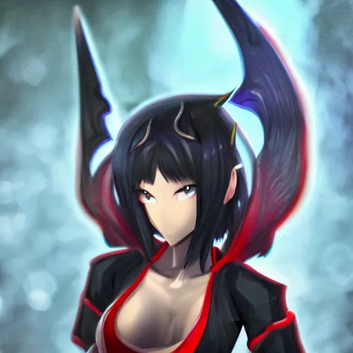 Prompt: portrait focus of a very hot!!! demon 3D anime girl, Obsidian armor wearing, dark volcano background, ash falling, {perfect face}, bokeh, inspired by Masami Kurumada, digital painting, high contrast, unreal engine render, volumetric lighting, high détail