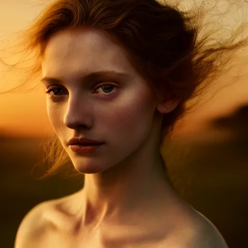 Image similar to photographic portrait of a stunningly beautiful stark renaissance female in soft dreamy light at sunset, contemporary fashion shoot, by edward robert hughes, annie leibovitz and steve mccurry, david lazar, jimmy nelsson, breathtaking, 8 k resolution, extremely detailed, beautiful, establishing shot, artistic, hyperrealistic, beautiful face, octane render