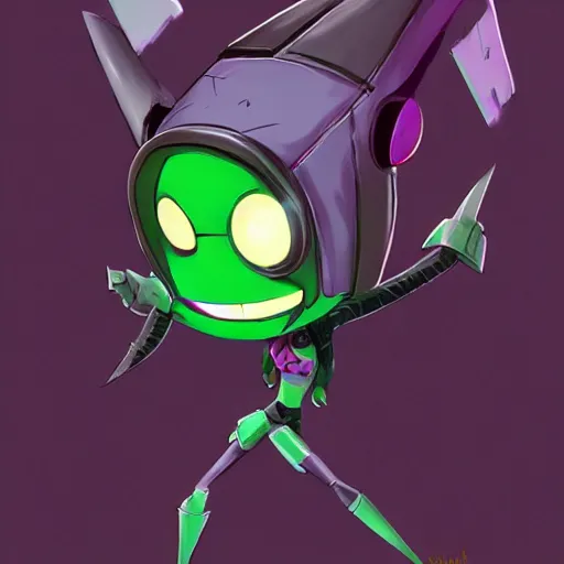 Image similar to invader Zim points at Dib while laughing maniacally , made by Stanley Artgerm Lau, WLOP, Rossdraws, ArtStation, CGSociety, concept art, cgsociety, octane render, trending on artstation, artstationHD, artstationHQ, unreal engine, 4k, 8k,