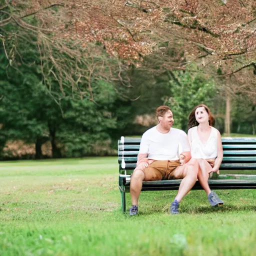 Image similar to a couple sitting on a park bench