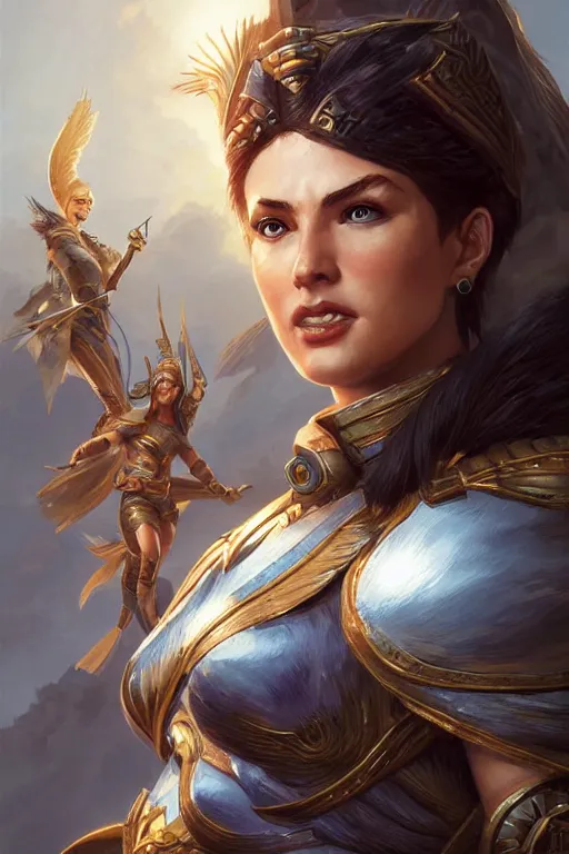 Image similar to amazon valkyrie athena, d & d, fantasy, portrait, highly detailed, headshot, digital painting, trending on artstation, concept art, sharp focus, illustration, art by artgerm and greg rutkowski and magali villeneuve