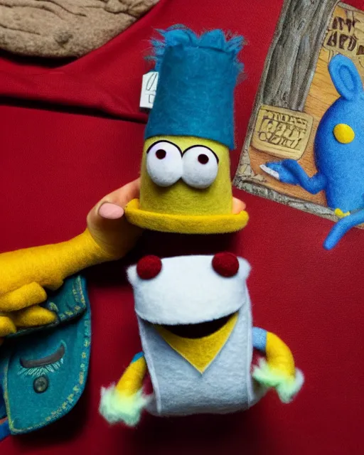 Prompt: jake from adventure time as a muppet. highly detailed felt. hyper real photo. 4 k.