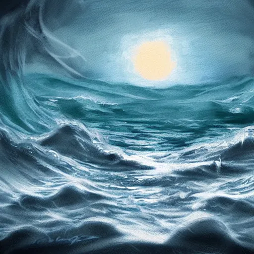 Image similar to Ocean at night scary digital drawing