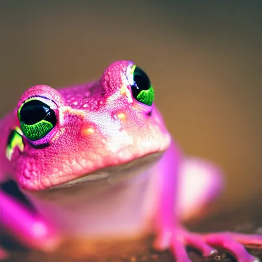 Image similar to macro photo of a neon pink frog