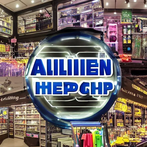 Prompt: alien shop, futuristic