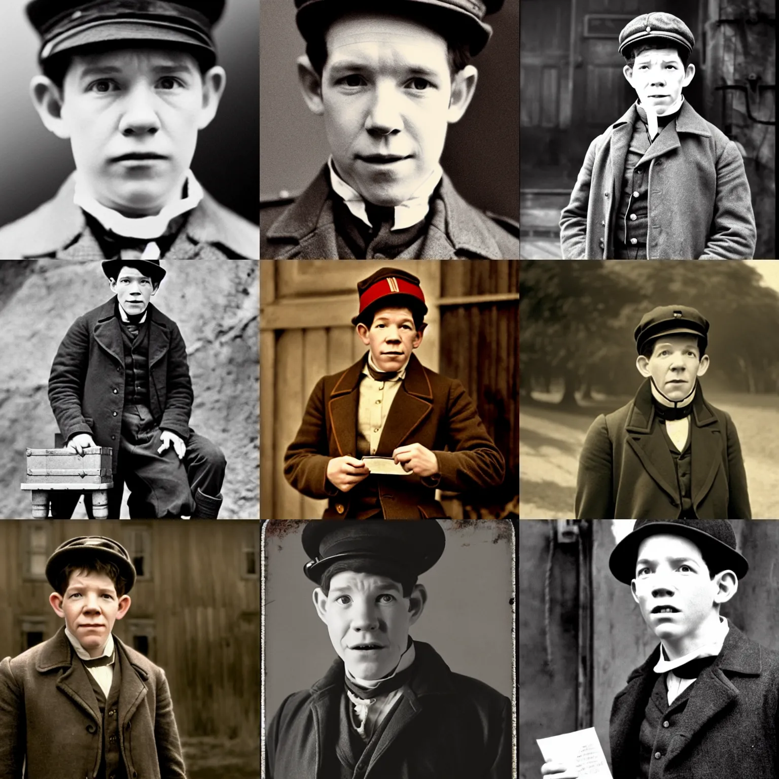 Prompt: young Lee Evans as a cynical 19th century postman, cinematic lighting, highly detailed, realistic, antique photography